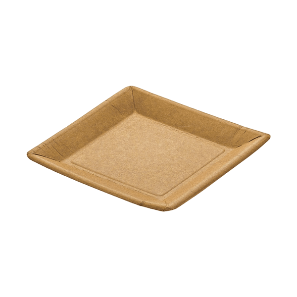 Piatto di carta quadrato compostabile avana 18x18 cm.