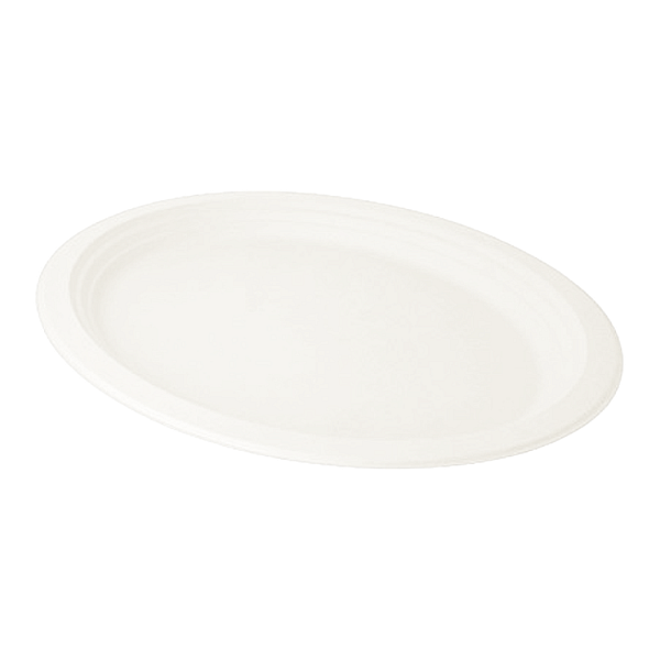 Piatti ovali compostabili 31x25 cm, perfetti per eventi e catering eco-friendly.