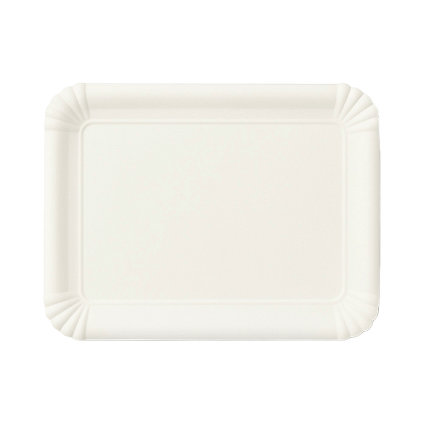Piatti bianchi rettangolari in carta biodegradabile 19×13 cm, confezione da 400 pezzi per uso professionale