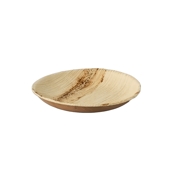 Piatto biodegradabile foglia di palma 15 cm - confezione da 25 pezzi.