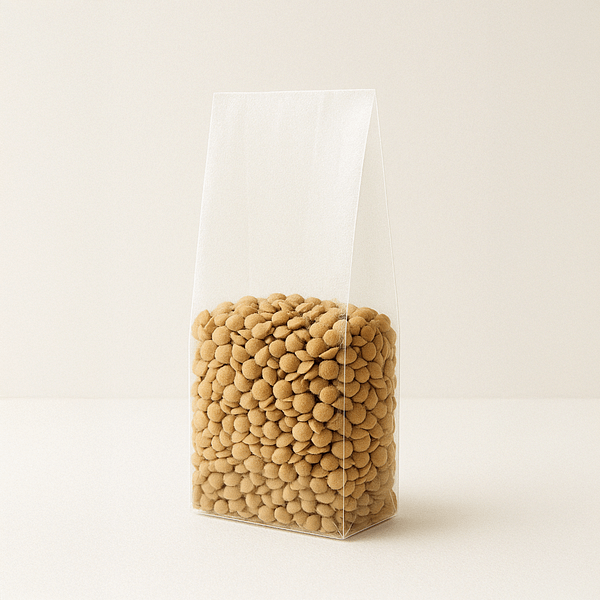 Sacchetti per legumi in Natureflex™ 120+70x350 mm, confezione da 100 pz