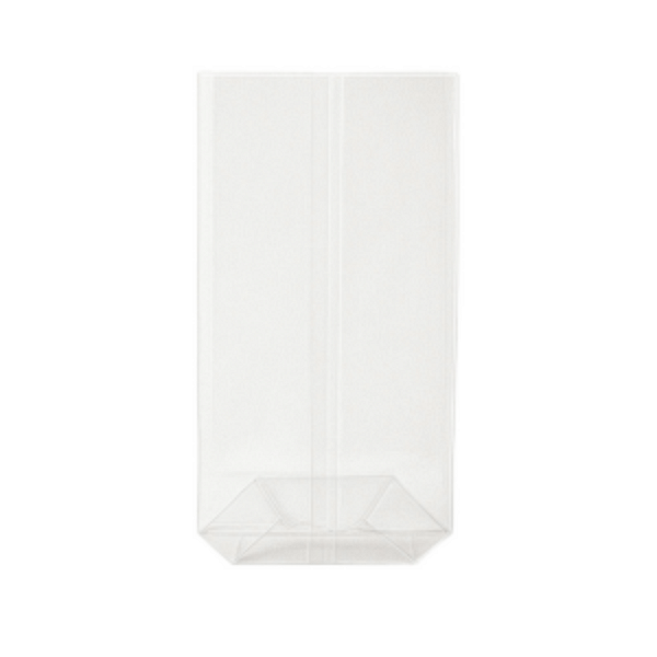 Confezione da 100 sacchetti ecologici in Natureflex per legumi secchi, dimensioni 110+60x340 mm.