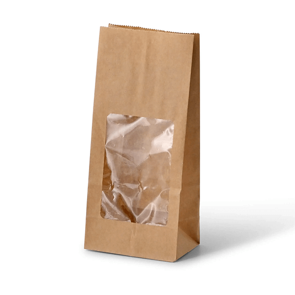 sacchetto avana in carta con finestra compostabile
