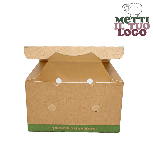 Scatola rettangolare cartoncino avana 12x10x7cm personalizzabile.