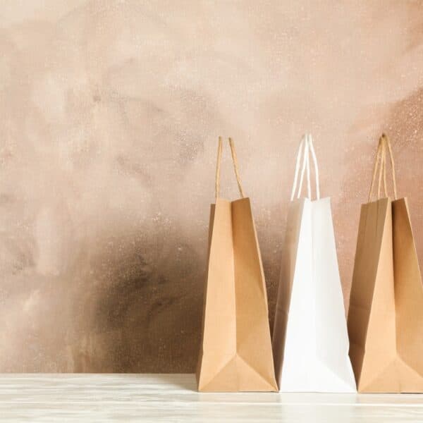 Shopper avana con manici in carta ecologica, plastic free e sicura