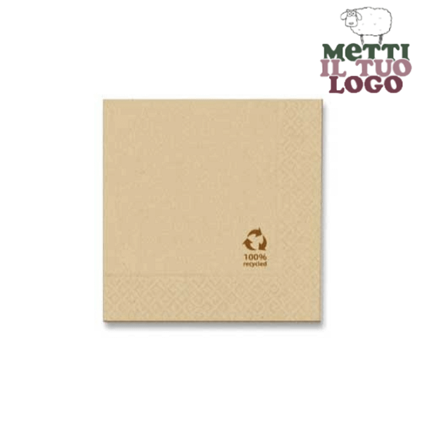 Tovagliolini personalizzati per bar in carta riciclata 24x24 cm, monouso e personalizzabili con logo.