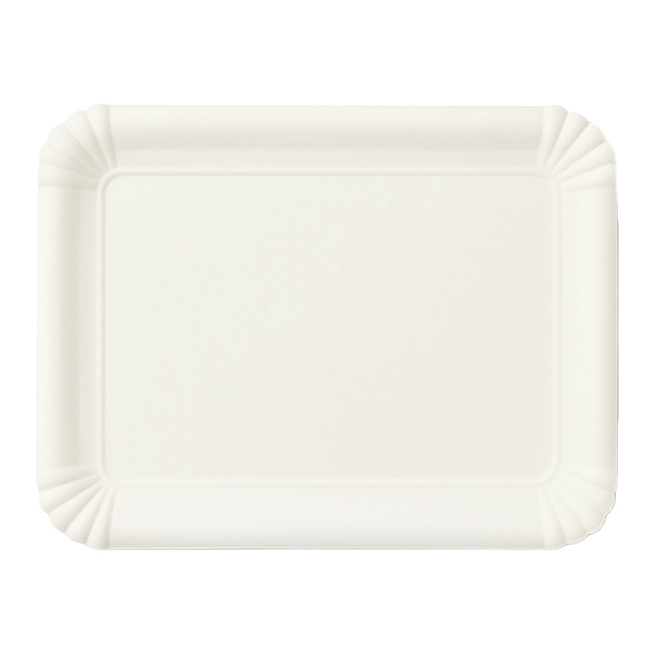 Vassoi carta per pasticceria compostabili bianchi 40x31 cm, 100 pz. Ottimizza i costi senza compromettere la qualità, grazie a una struttura resistente e a un design elegante, per un trasporto sicuro e una presentazione raffinata dei dolci.