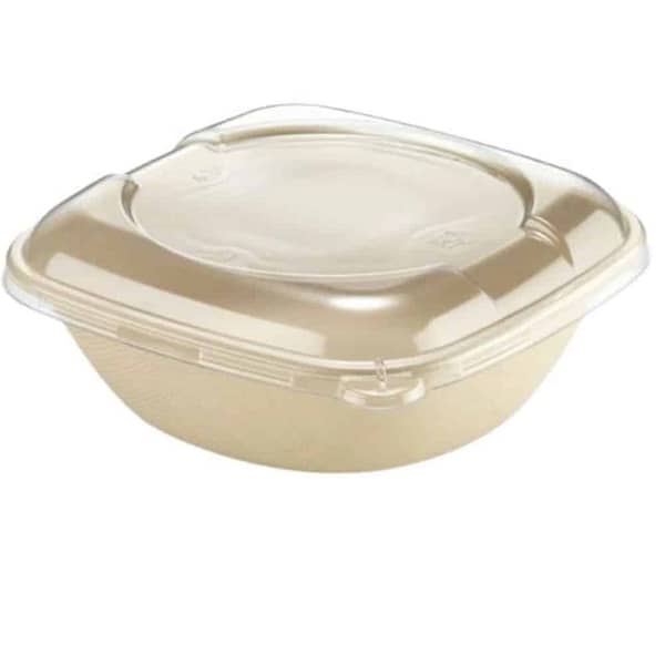 Piatto quadrato coperchio trasparente ecologico 600 ml 125 pz.