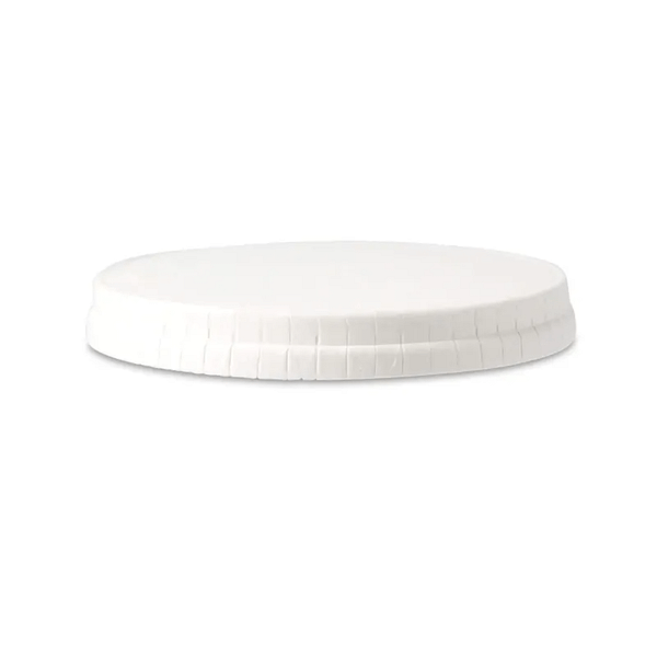 Coperchio compostabile in carta bianca con foro centrale da 9 cm