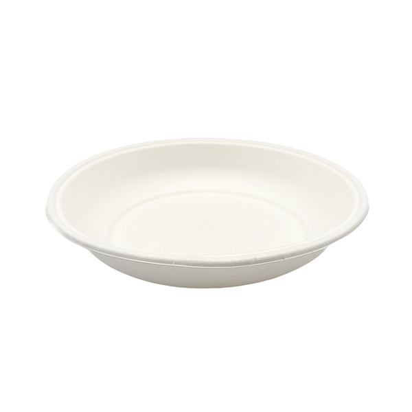 Assiette creuse compostable blanche ø 21 cm, lot de 100, biodégradable.