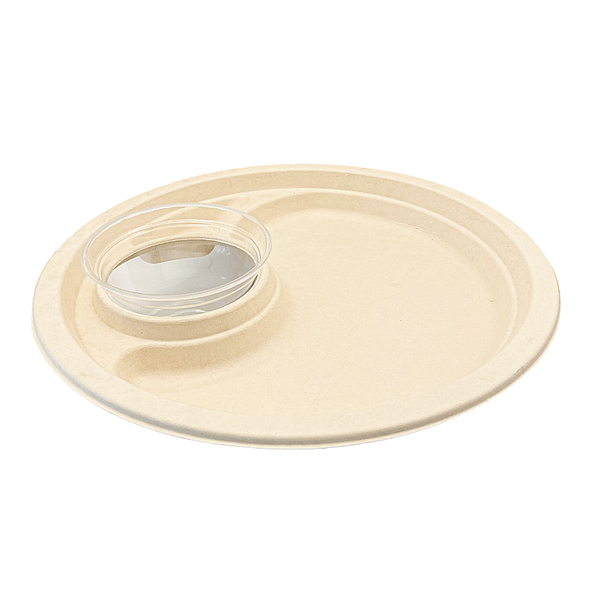 Assiettes avec porte-gobelets en cellulose et PLA, lot de 140, compostables et biodégradables.