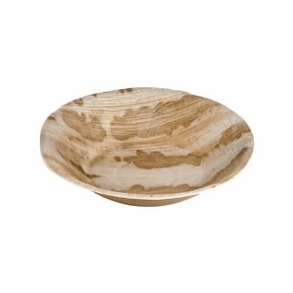 Assiettes creuses rondes en feuille de palmier, 18 cm, lot de 25, compostables.