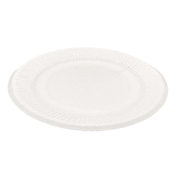 Assiettes en papier BioCoated ø 23 cm, lot de 250, compostables et économiques.