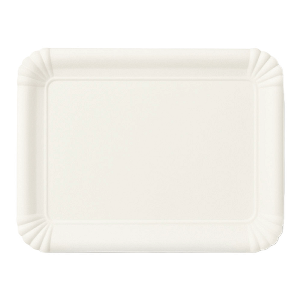 Assiettes rectangulaires compostables en papier blanc 21×14 cm, lot de 400.