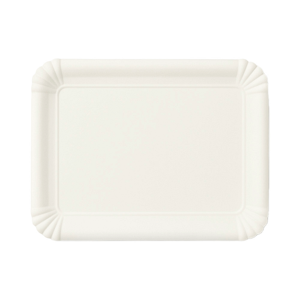 Assiettes rectangulaires biodégradables en papier blanc 19×13 cm, lot de 400.