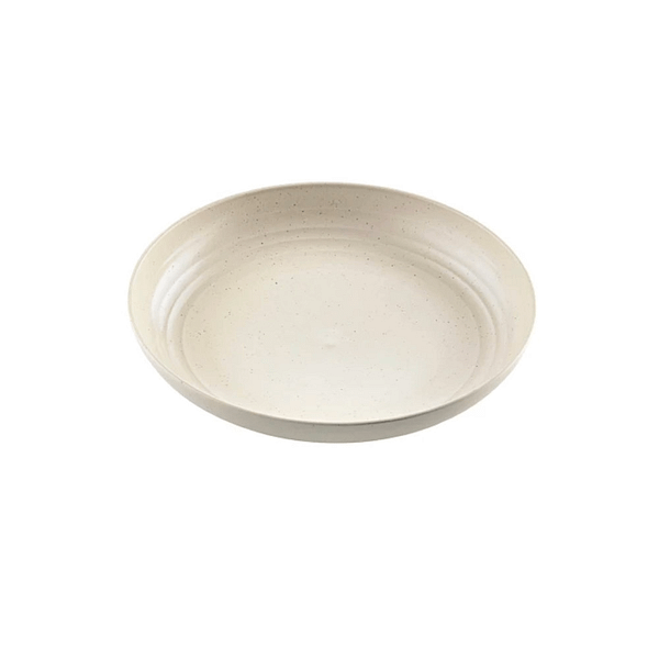 Assiettes rondes réutilisables en plastique rigide beige ø 20 cm, lot de 96.