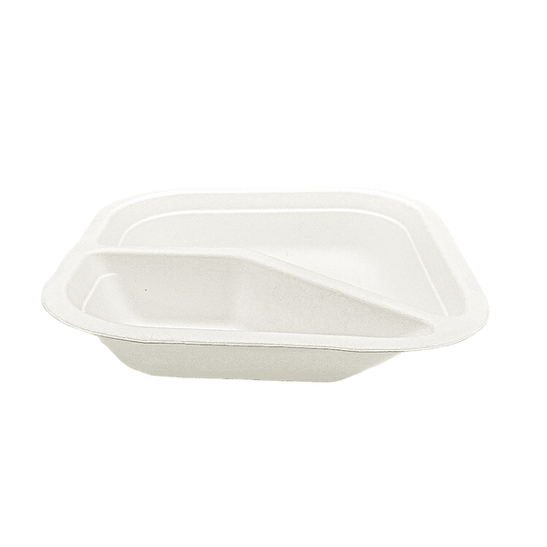 Bacs biodégradables 2 compartiments 17x17cm - Pack économique 125 unités