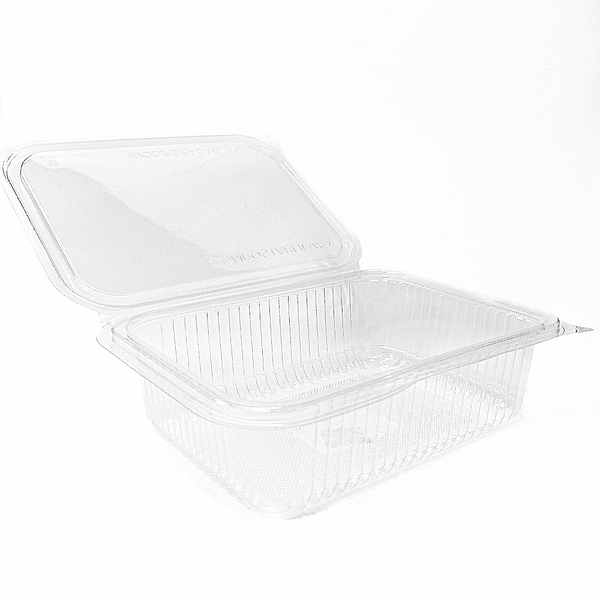 Bac transparent biodégradable 750ml avec couvercle - Lot de 200