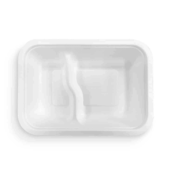 Barquettes bio 2 compartiments 800ml - Lot économique 250 unités