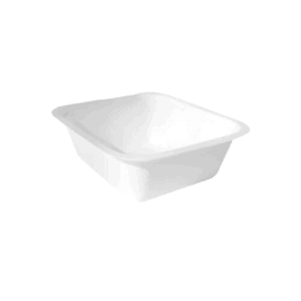 Plateau compostable en canne à sucre, 2-3 portions, pour la restauration collective.