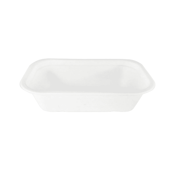Plateaux alimentaires compostables en pulpe de cellulose 1000 ml, adaptés aux aliments chauds et froids.