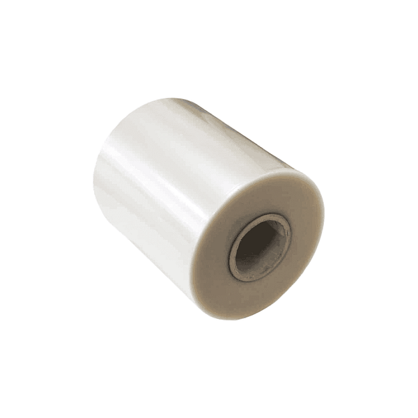 Bobine de film transparent compostable 220 mm x 400 m pour le scellage thermique des aliments.