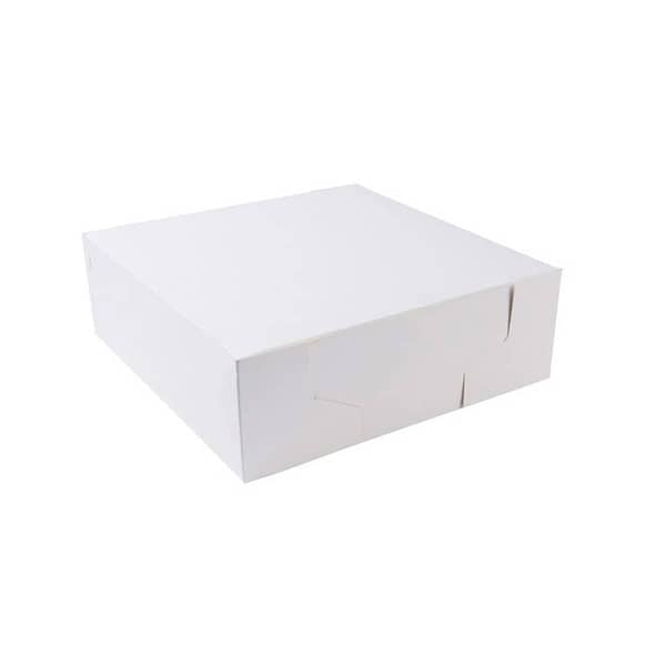 Boîte à gâteaux blanche 30,5x30,5x10 cm, 100 pcs, compostable et biodégradable, certifiée sans plastique.