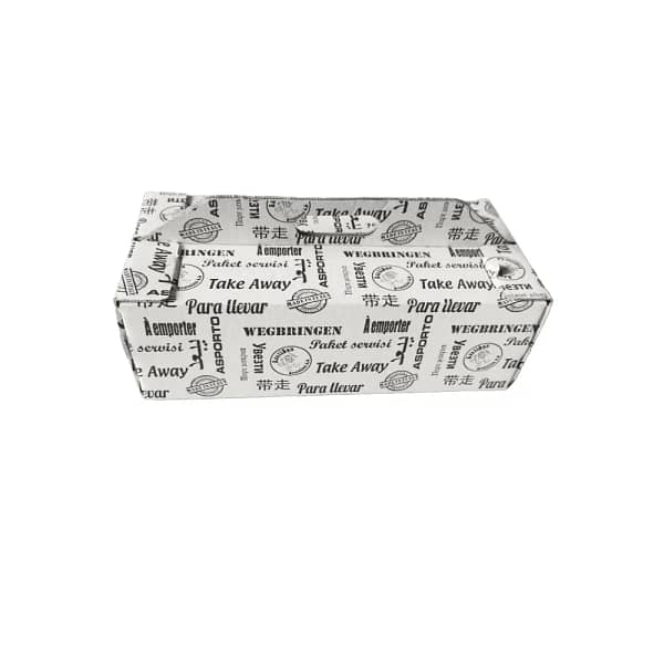 Boîte alimentaire thermique en carton avec poignée 14x28,5x9 cm, 50 pcs, sans plastique, idéale pour le contact alimentaire.