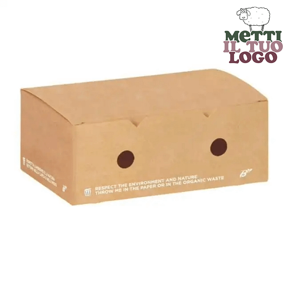 Boîte rectangulaire personnalisée en carton havane, compostable et biodégradable.