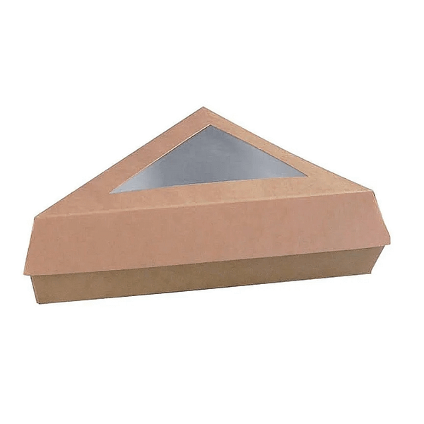 Boîte pâtisserie triangulaire compostable fenêtre 15.5x13x4.5cm