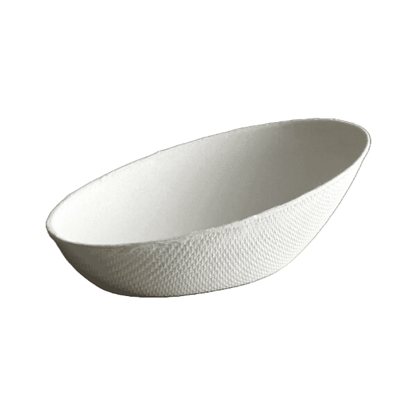 Bol de dégustation ovale en cellulose et PLA 8x5,4 cm, 150 pcs, compostables et biodégradables.