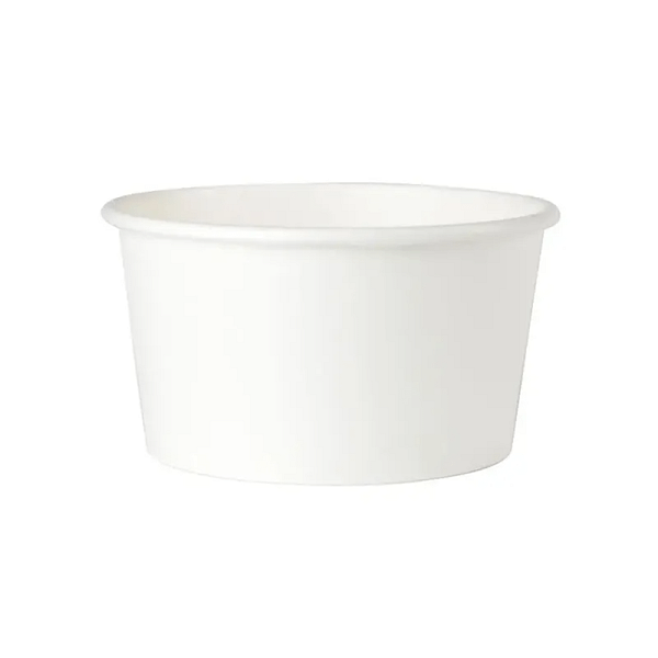 Bols à soupe jetables blancs 350 ml en carton et PLA, 100 pcs, compostables et biodégradables.