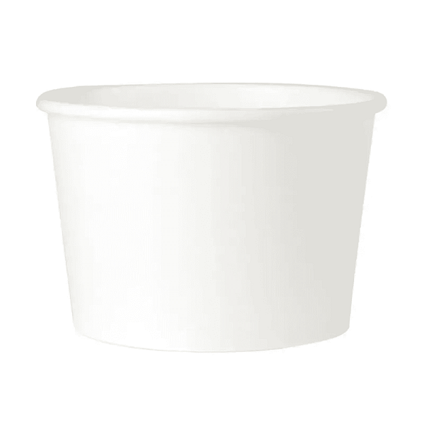 Bol alimentaire blanc 470 ml en carton avec revêtement PLA, compostable.