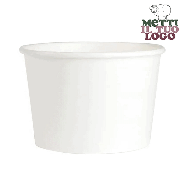 Bols personnalisés en carton et PLA 475 ml, compostables.