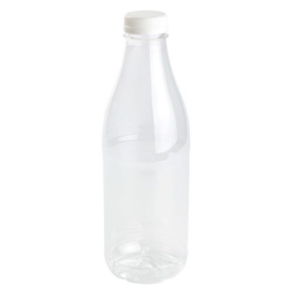 Bouteille en PET recyclé 1 litre, transparente et réutilisable.