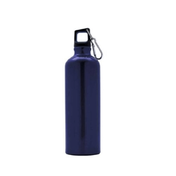 Bouteille en aluminium bleue 750 ml, réutilisable et légère.