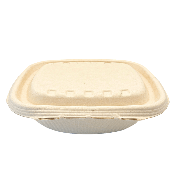 Assiettes compostables de 600 ml avec couvercle en pulpe - paquet de 125 pièces
