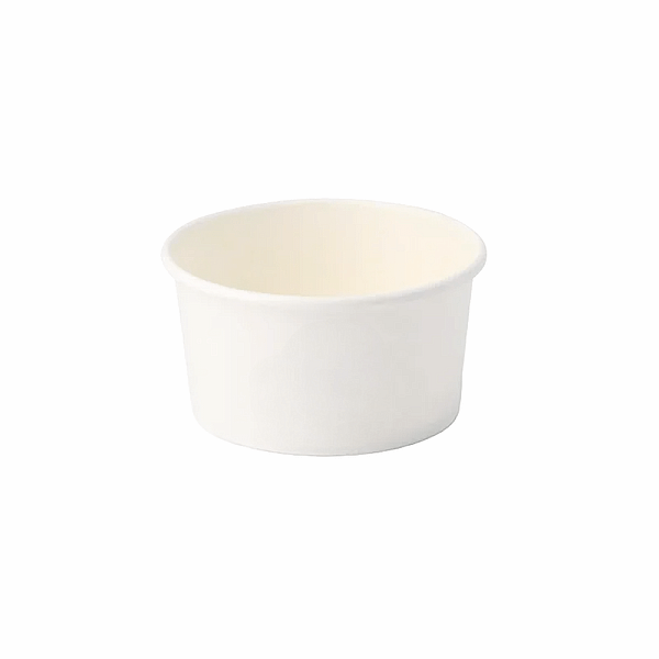 Coupes à glace en carton blanc 80 ml avec revêtement PLA, compostables.