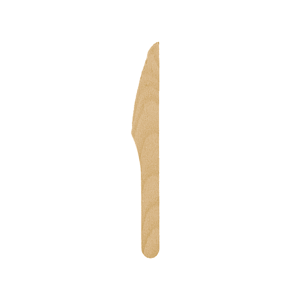 Couteau en bois 16 cm, compostable et biodégradable, couleur naturelle