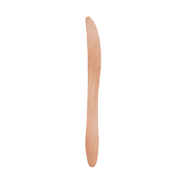 Couteaux compostables en bois 16,5 cm, lot de 100 pièces.