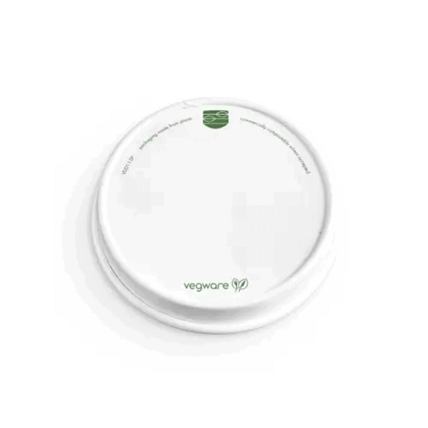 Couvercle pour bol en carton blanc compostable diamètre 11,5 cm, 25 pcs, certifié sans plastique et biodégradable.