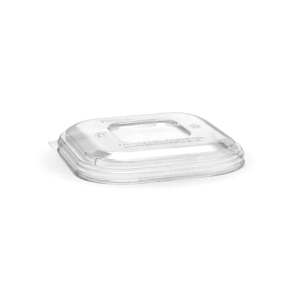 Couvercles carrés en PLA compostables pour plateaux de 500 à 1800 cc, lot de 540.