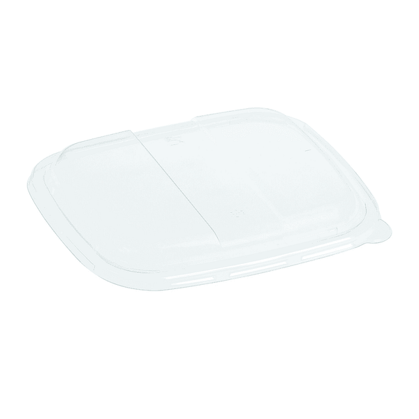 Couvercles rectangulaires transparents en bioplastique pour assiettes creuses 600-900 ml, lot de 125.