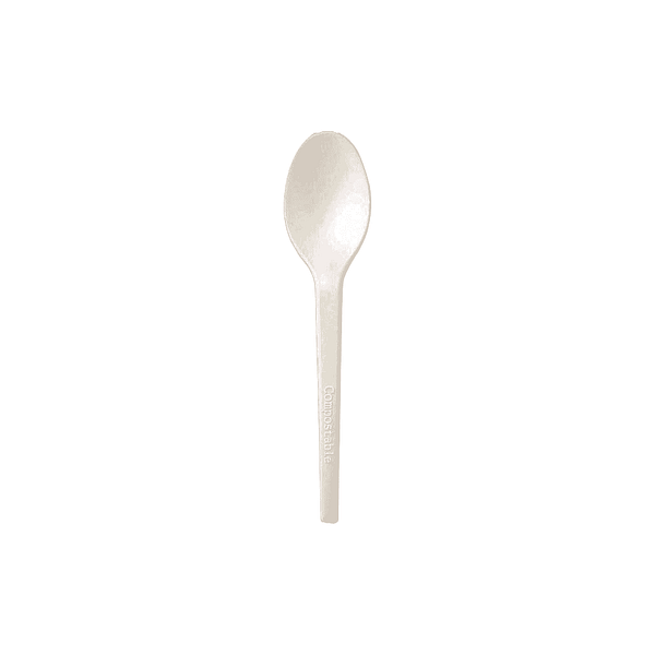 Petite cuillère compostable en Mater-Bi 12 cm, biodégradable, couleur blanche