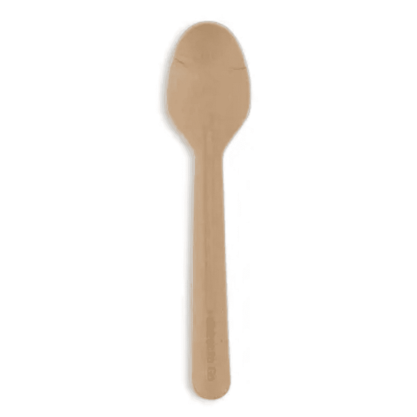 Cuillères jetables compostables en papier, lot de 100 pièces.