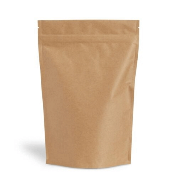 Sachets en papier kraft avec doublure PLA 16+9×23 cm, compostables, avec fermeture à pression.