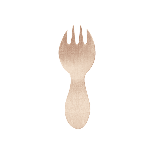 Fourchettes biodégradables en bois 8 cm, lot de 100 pièces.