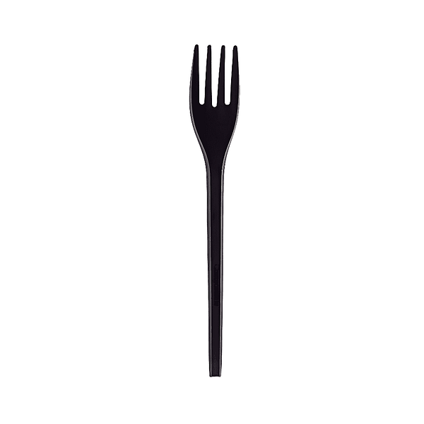 Fourchette noire en bioplastique compostable 16,5 cm.