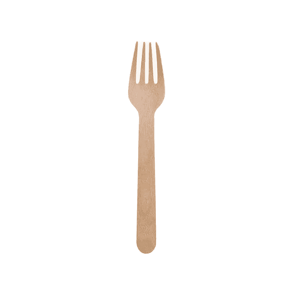 Fourchettes jetables en bois premium 16,5 cm, paquet de 100.