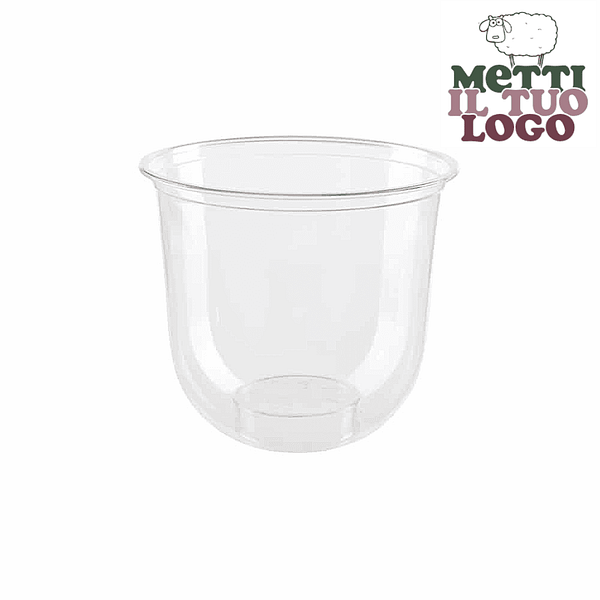 Gobelet à emporter personnalisé en bioplastique 270 ml, compostable et biodégradable, adapté au contact alimentaire.